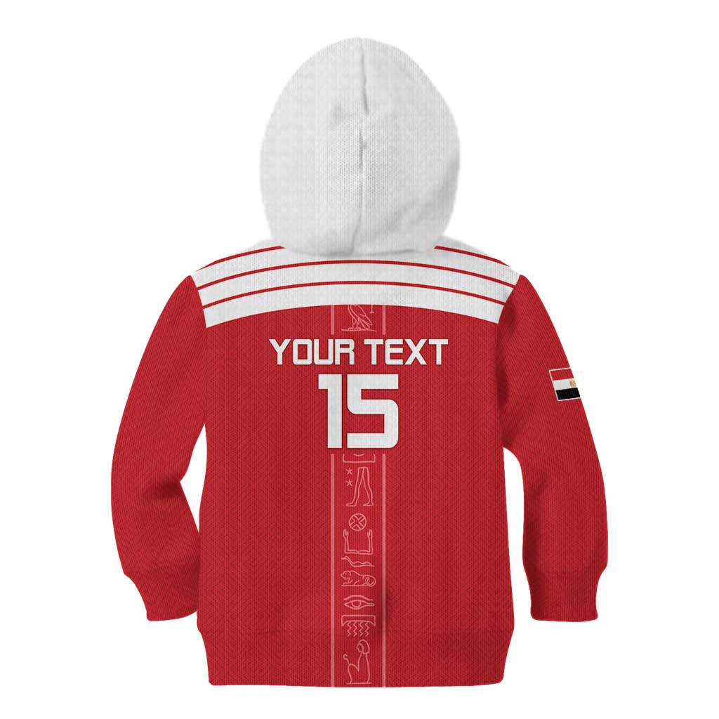 Custom Egypt Football Kid Hoodie Yalla Yalla Pharaohs - Red Ver