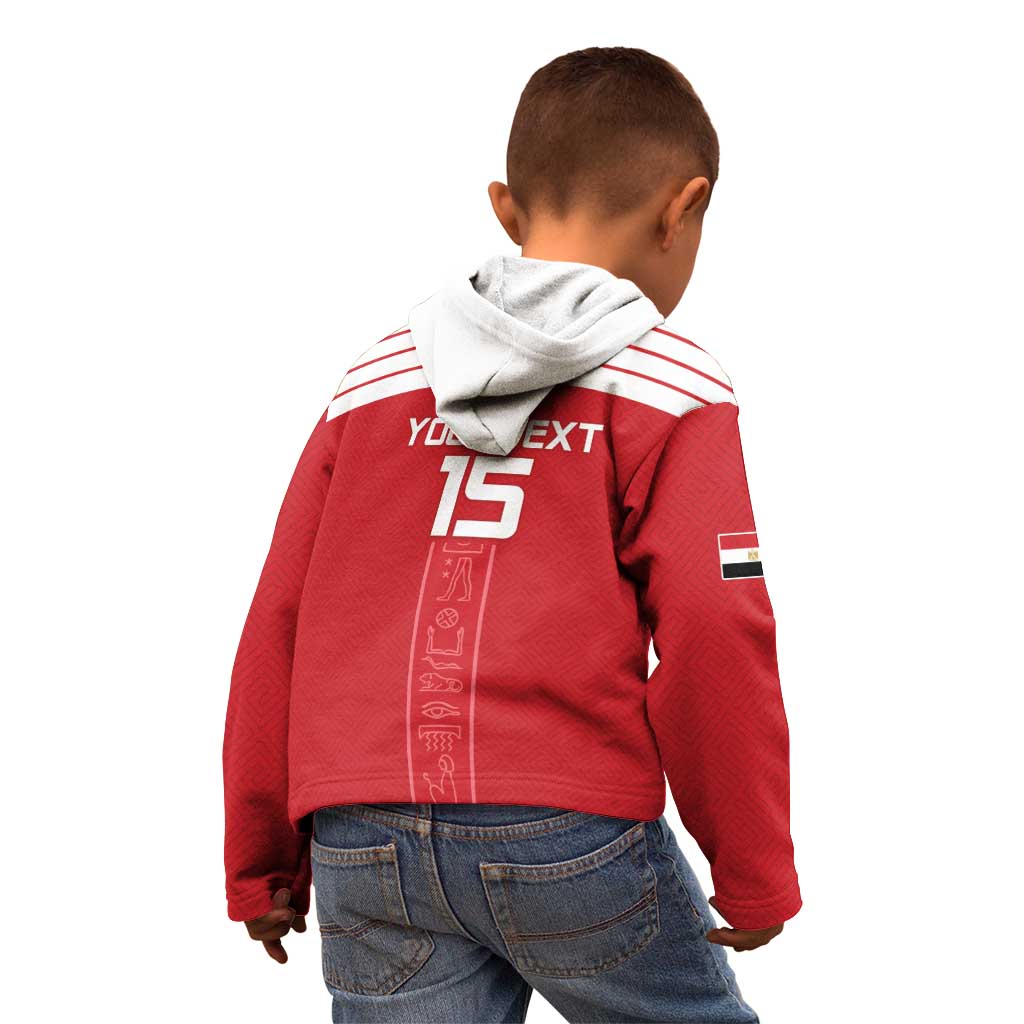 Custom Egypt Football Kid Hoodie Yalla Yalla Pharaohs - Red Ver