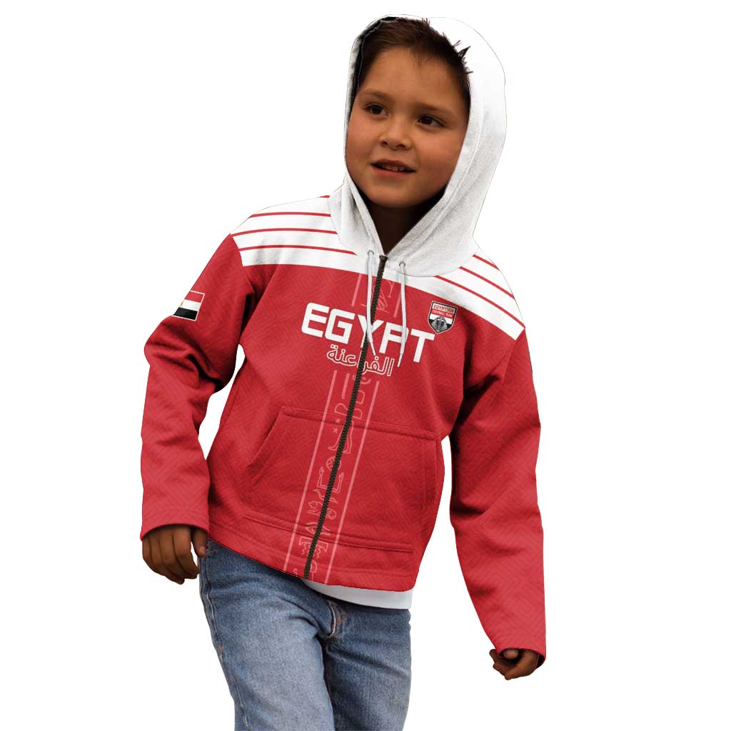 Custom Egypt Football Kid Hoodie Yalla Yalla Pharaohs - Red Ver