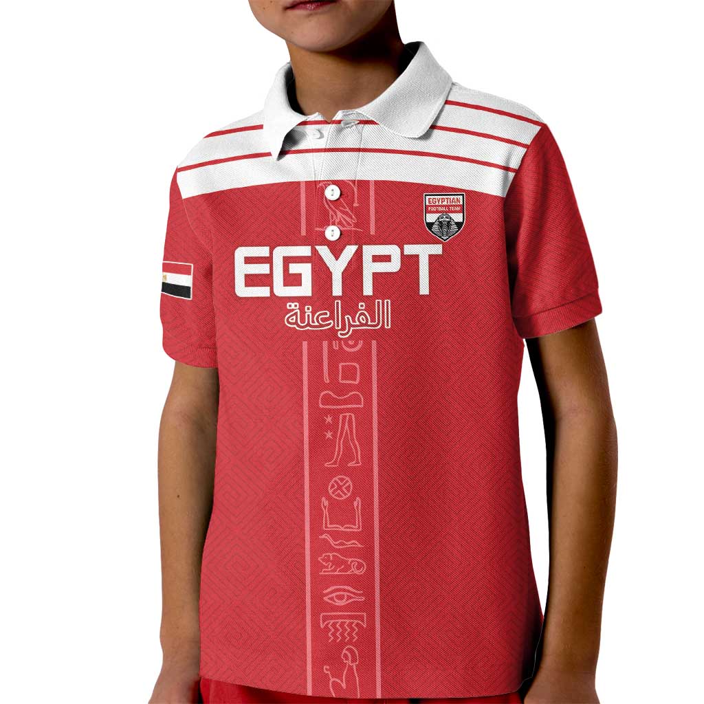 Custom Egypt Football Kid Polo Shirt Yalla Yalla Pharaohs - Red Ver