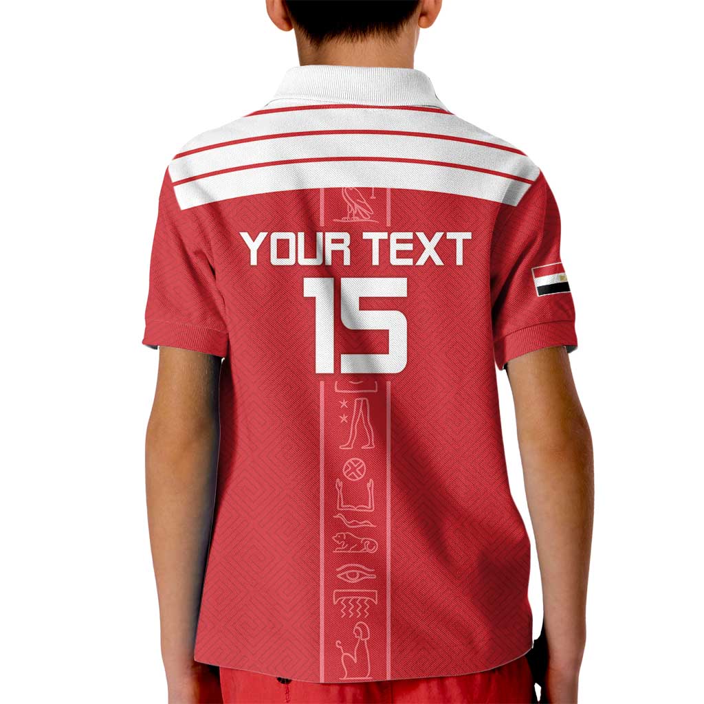 Custom Egypt Football Kid Polo Shirt Yalla Yalla Pharaohs - Red Ver