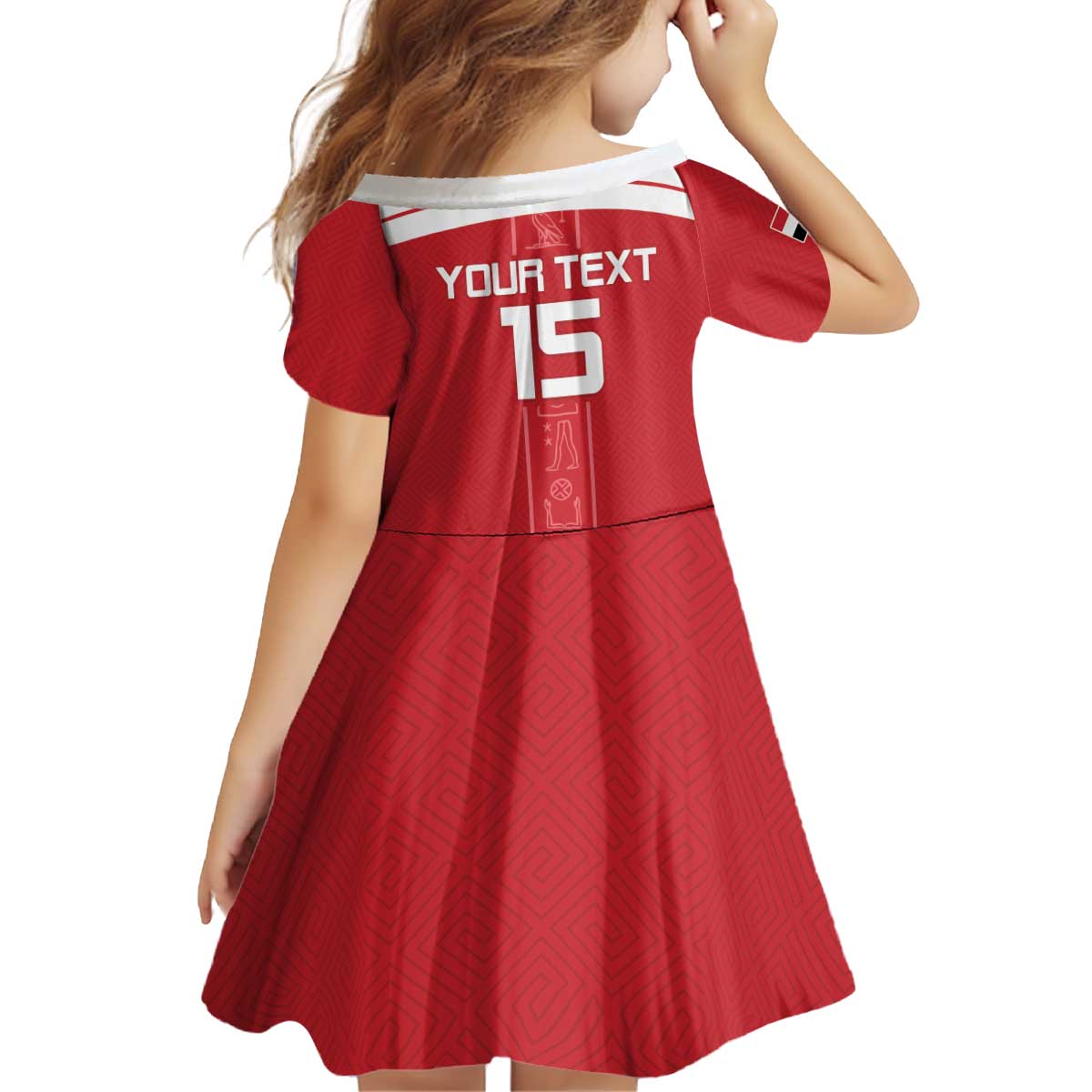 Custom Egypt Football Kid Short Sleeve Dress Yalla Yalla Pharaohs - Red Ver