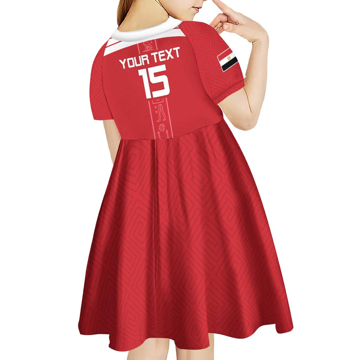 Custom Egypt Football Kid Short Sleeve Dress Yalla Yalla Pharaohs - Red Ver