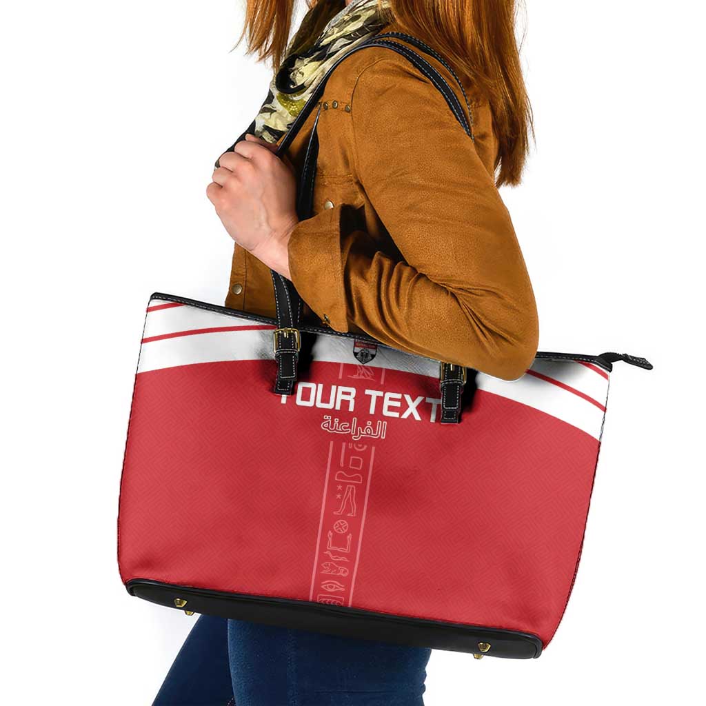 Custom Egypt Football Leather Tote Bag Yalla Yalla Pharaohs - Red Ver