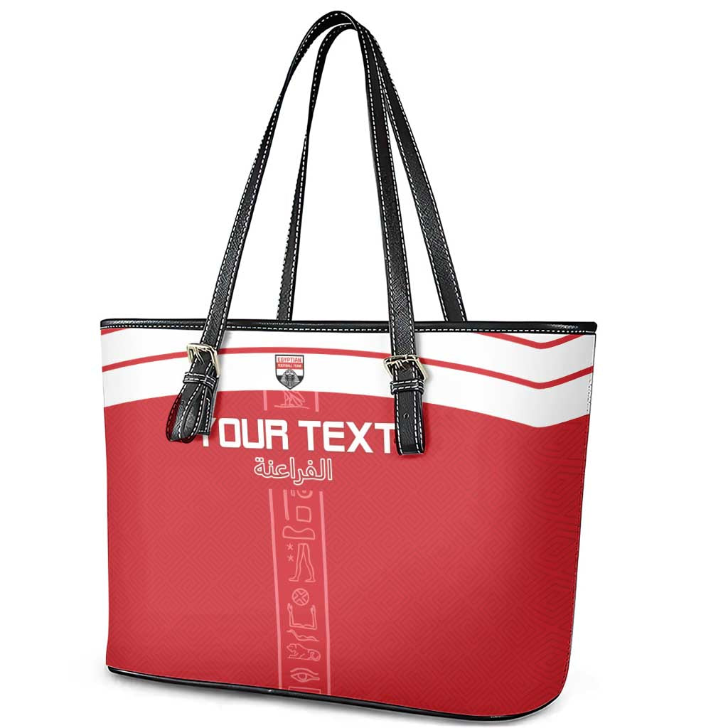 Custom Egypt Football Leather Tote Bag Yalla Yalla Pharaohs - Red Ver