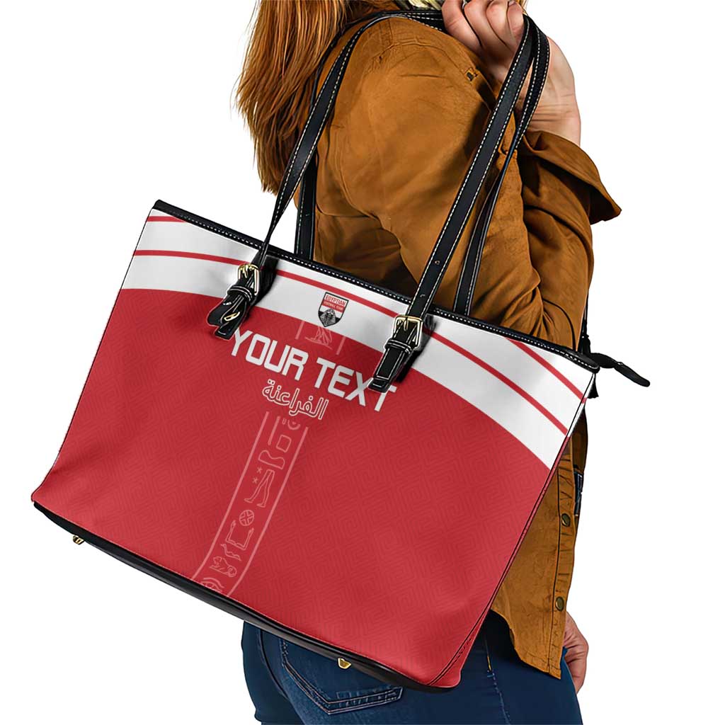 Custom Egypt Football Leather Tote Bag Yalla Yalla Pharaohs - Red Ver
