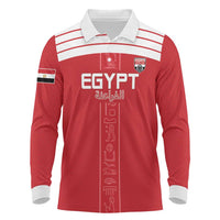 Custom Egypt Football Long Sleeve Polo Shirt Yalla Yalla Pharaohs - Red Ver
