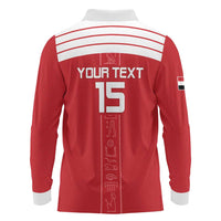 Custom Egypt Football Long Sleeve Polo Shirt Yalla Yalla Pharaohs - Red Ver