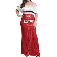 Custom Egypt Football Off Shoulder Maxi Dress Yalla Yalla Pharaohs - Red Ver