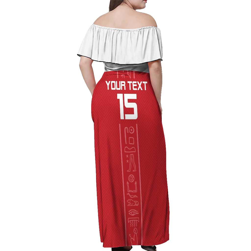 Custom Egypt Football Off Shoulder Maxi Dress Yalla Yalla Pharaohs - Red Ver