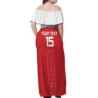 Custom Egypt Football Off Shoulder Maxi Dress Yalla Yalla Pharaohs - Red Ver