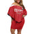 Custom Egypt Football Off Shoulder Short Dress Yalla Yalla Pharaohs - Red Ver
