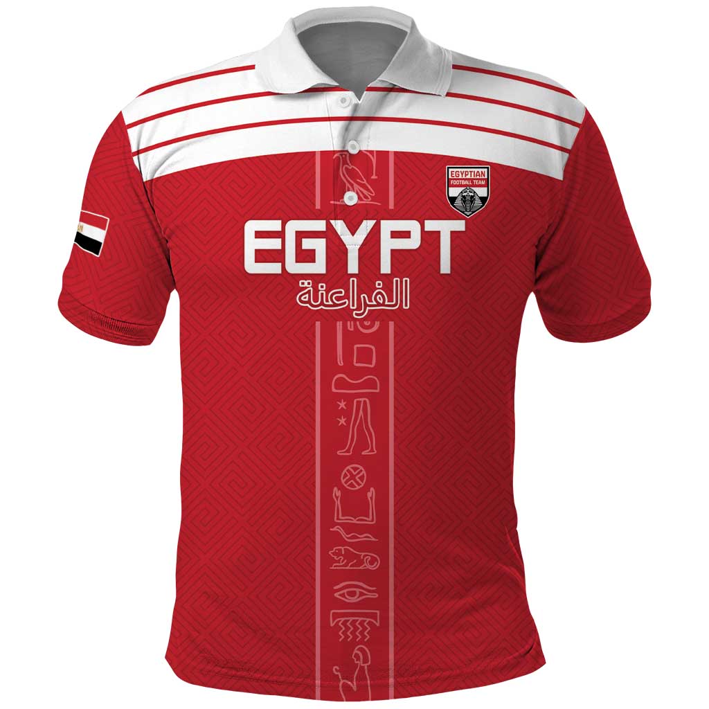 Custom Egypt Football Polo Shirt Yalla Yalla Pharaohs - Red Ver