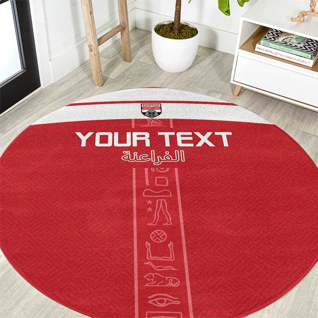 Custom Egypt Football Round Carpet Yalla Yalla Pharaohs - Red Ver
