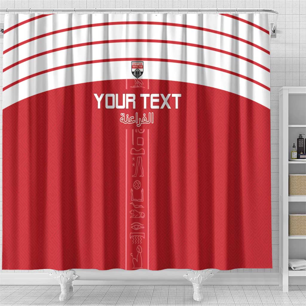 Custom Egypt Football Shower Curtain Yalla Yalla Pharaohs - Red Ver