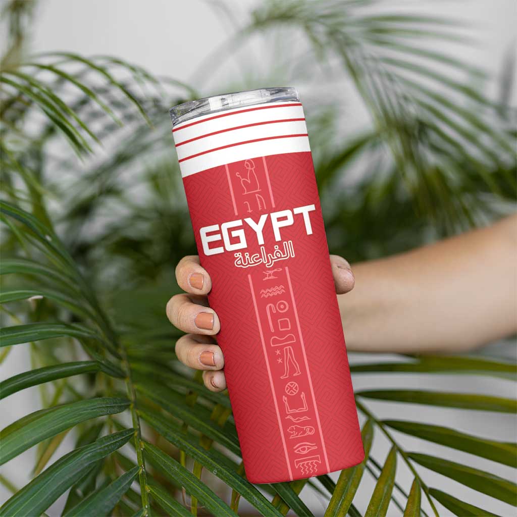 Custom Egypt Football Skinny Tumbler Yalla Yalla Pharaohs - Red Ver