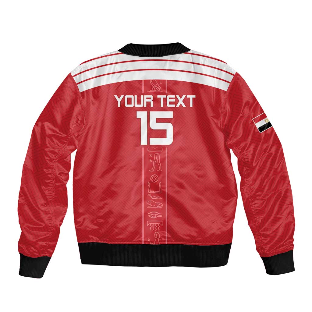 Custom Egypt Football Sleeve Zip Bomber Jacket Yalla Yalla Pharaohs - Red Ver