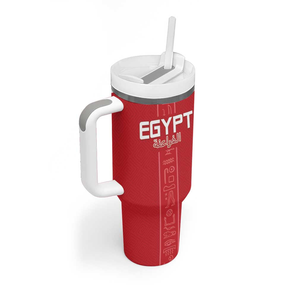 Custom Egypt Football Tumbler With Handle Yalla Yalla Pharaohs - Red Ver