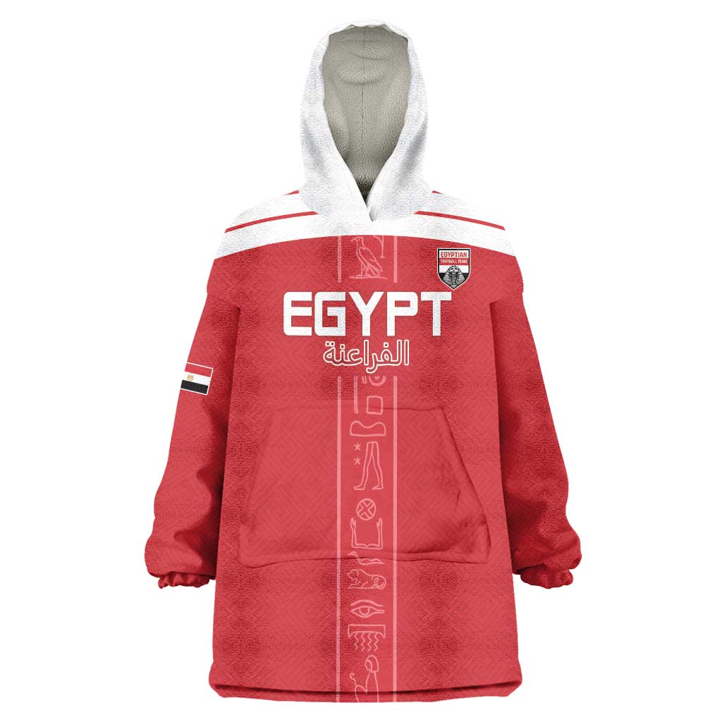 Custom Egypt Football Wearable Blanket Hoodie Yalla Yalla Pharaohs - Red Ver