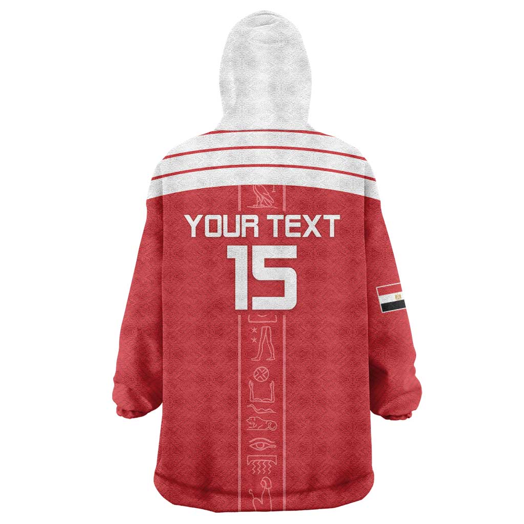 Custom Egypt Football Wearable Blanket Hoodie Yalla Yalla Pharaohs - Red Ver