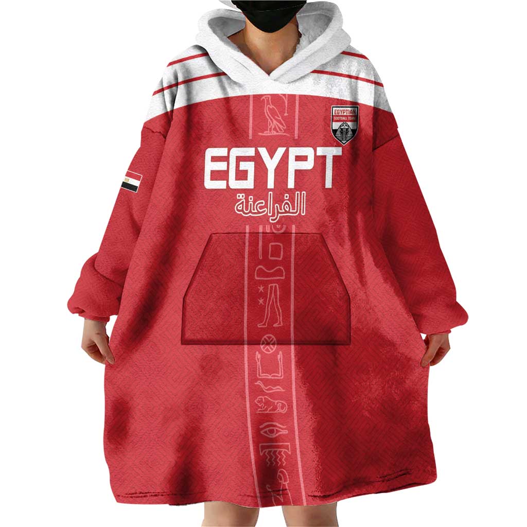 Custom Egypt Football Wearable Blanket Hoodie Yalla Yalla Pharaohs - Red Ver