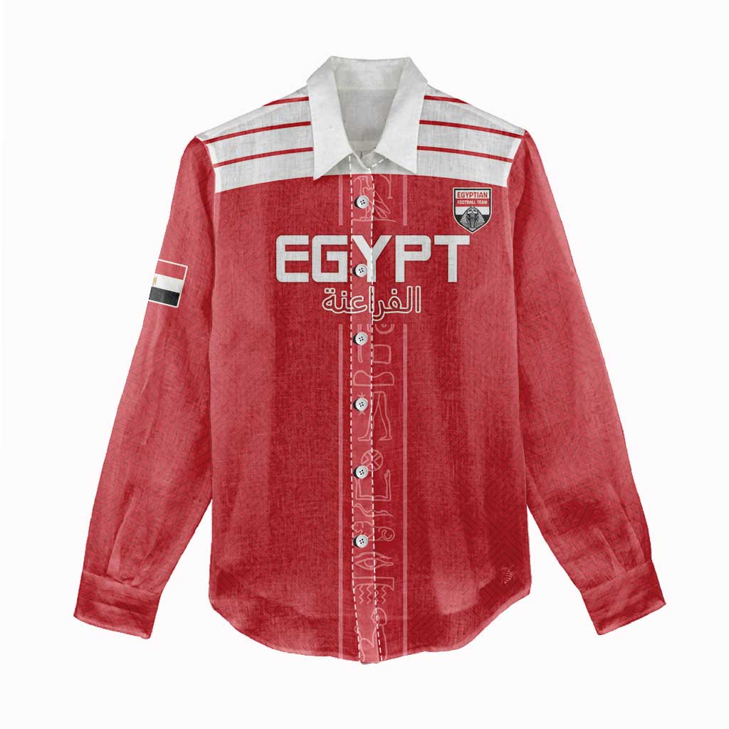 Custom Egypt Football Women Casual Shirt Yalla Yalla Pharaohs - Red Ver