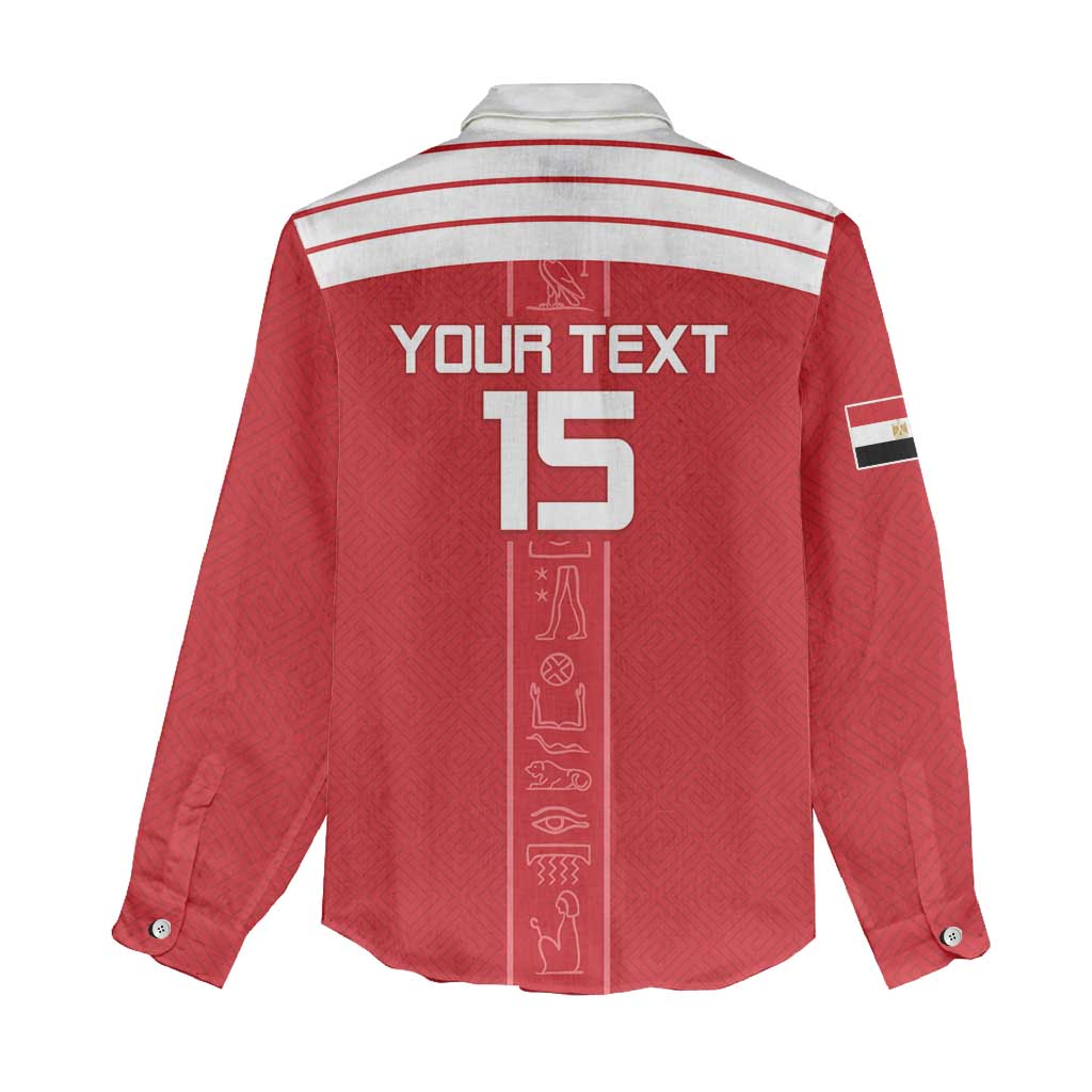 Custom Egypt Football Women Casual Shirt Yalla Yalla Pharaohs - Red Ver