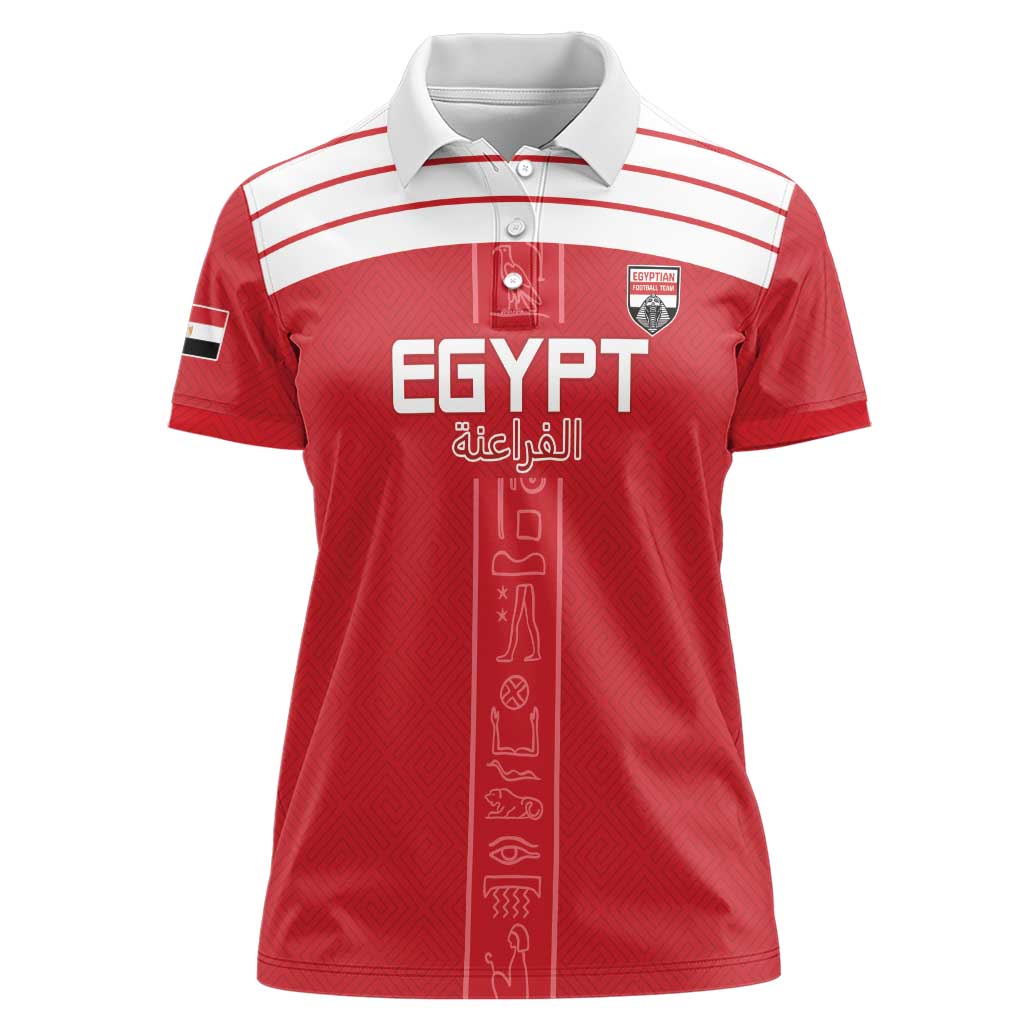 Custom Egypt Football Women Polo Shirt Yalla Yalla Pharaohs - Red Ver