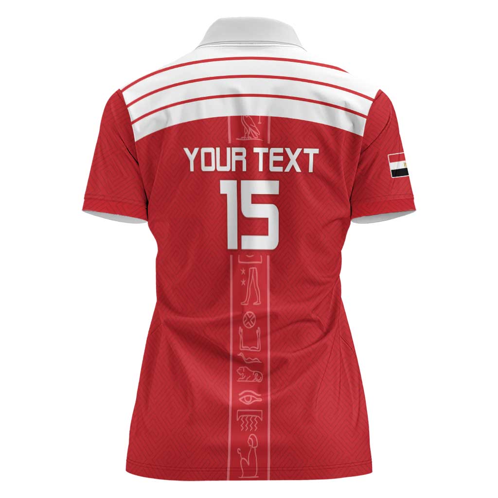 Custom Egypt Football Women Polo Shirt Yalla Yalla Pharaohs - Red Ver