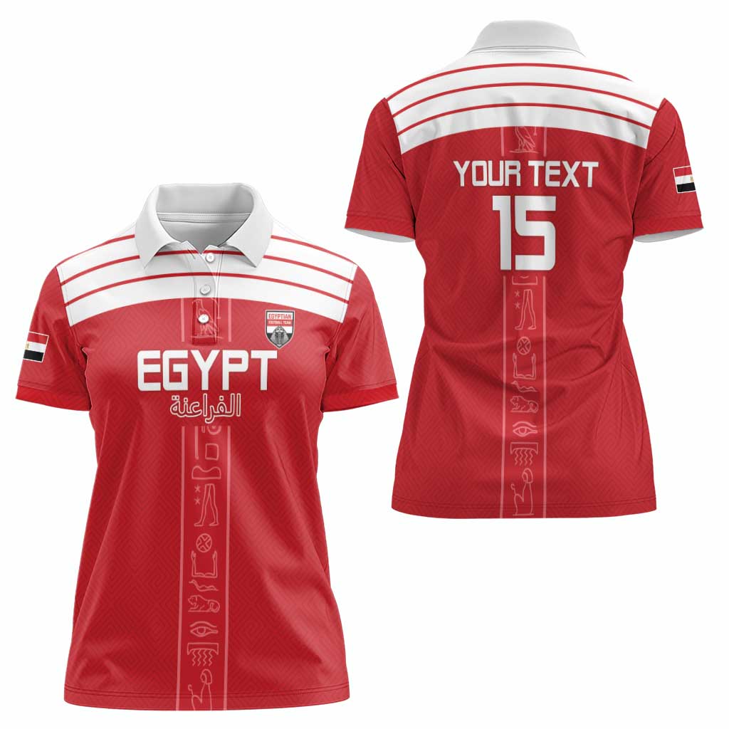 Custom Egypt Football Women Polo Shirt Yalla Yalla Pharaohs - Red Ver