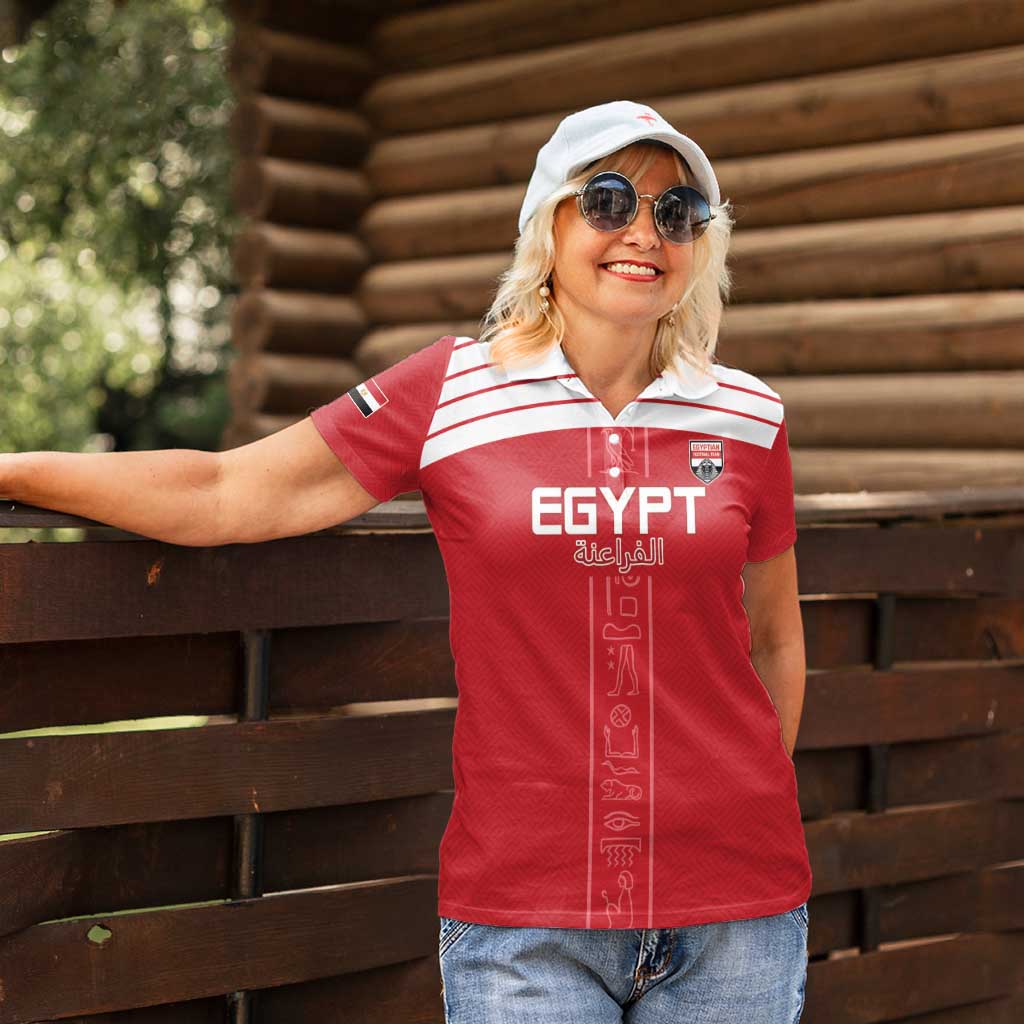 Custom Egypt Football Women Polo Shirt Yalla Yalla Pharaohs - Red Ver