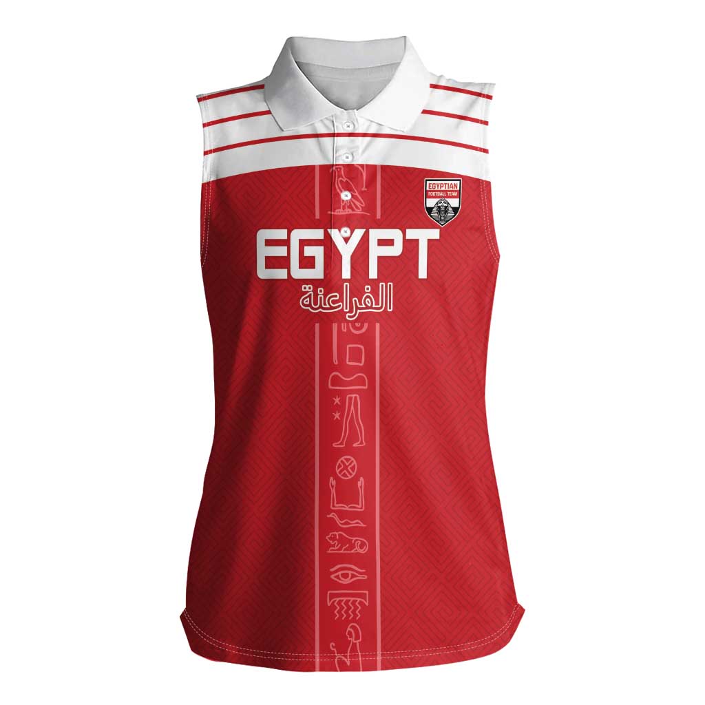 Custom Egypt Football Women Sleeveless Polo Shirt Yalla Yalla Pharaohs - Red Ver