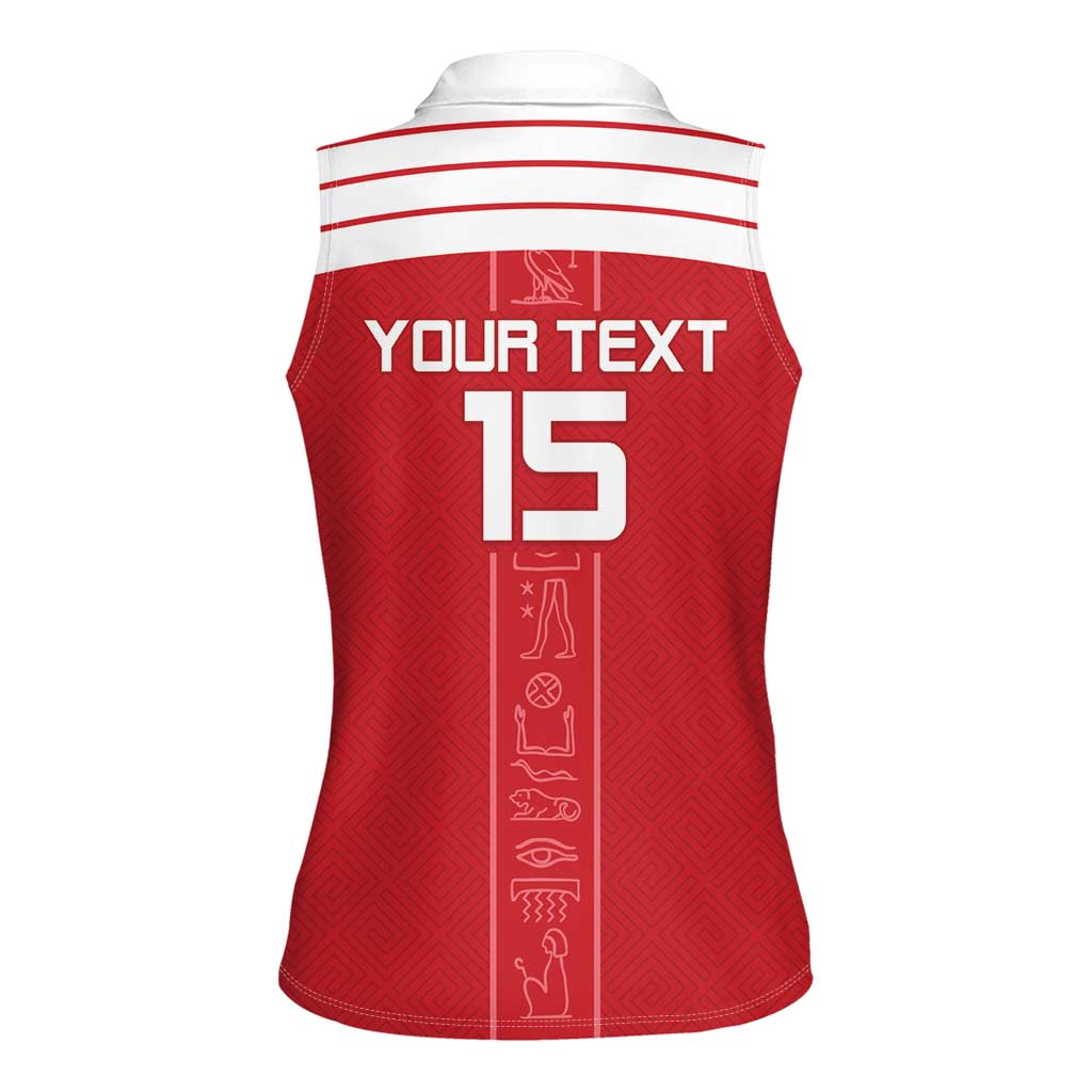 Custom Egypt Football Women Sleeveless Polo Shirt Yalla Yalla Pharaohs - Red Ver
