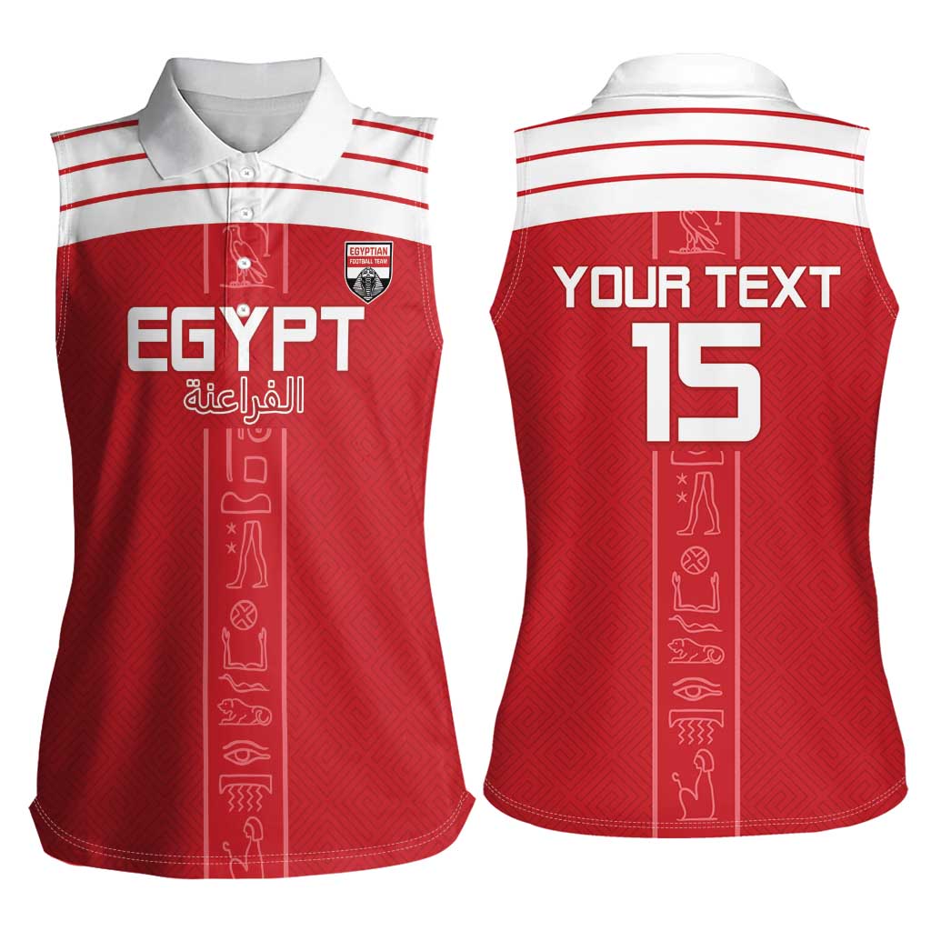 Custom Egypt Football Women Sleeveless Polo Shirt Yalla Yalla Pharaohs - Red Ver