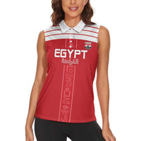 Custom Egypt Football Women Sleeveless Polo Shirt Yalla Yalla Pharaohs - Red Ver