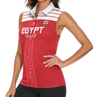 Custom Egypt Football Women Sleeveless Polo Shirt Yalla Yalla Pharaohs - Red Ver
