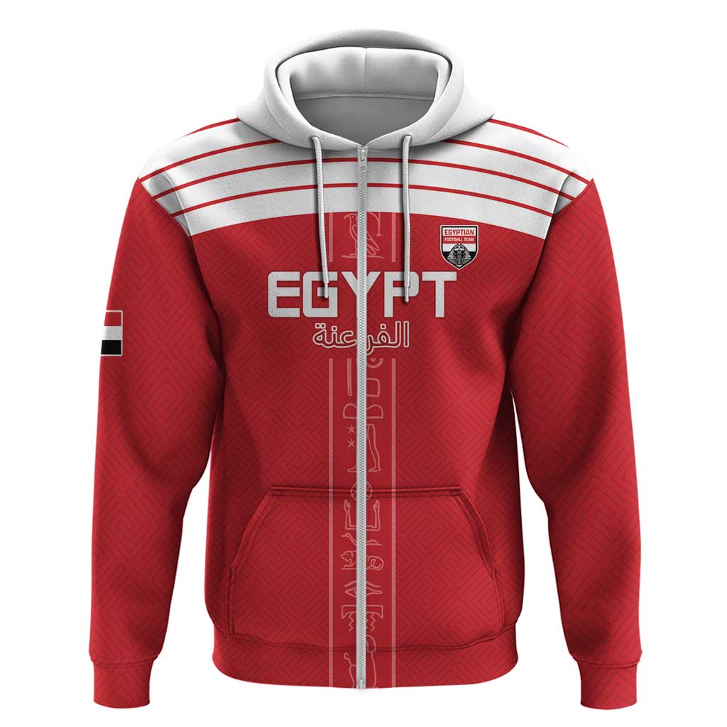 Custom Egypt Football Zip Hoodie Yalla Yalla Pharaohs - Red Ver