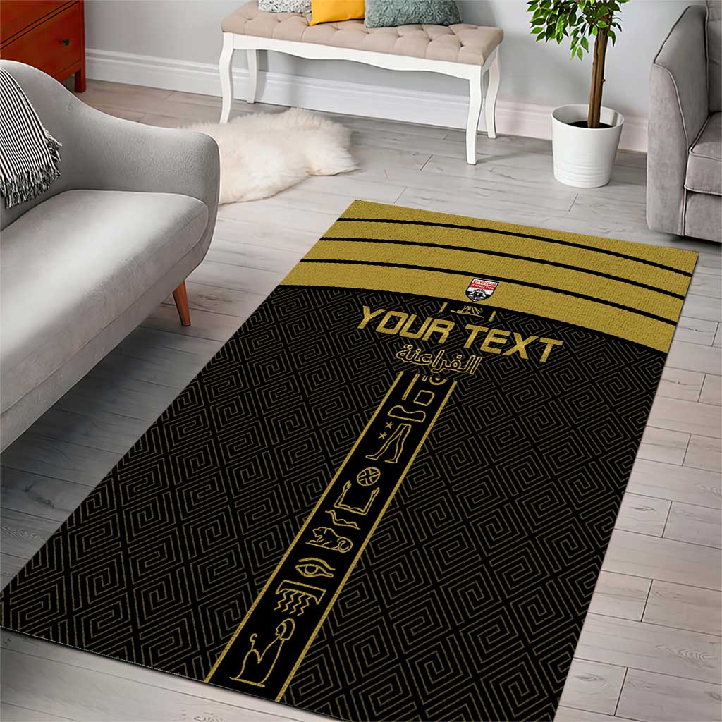 Custom Egypt Football Area Rug Yalla Yalla Pharaohs - Black Ver