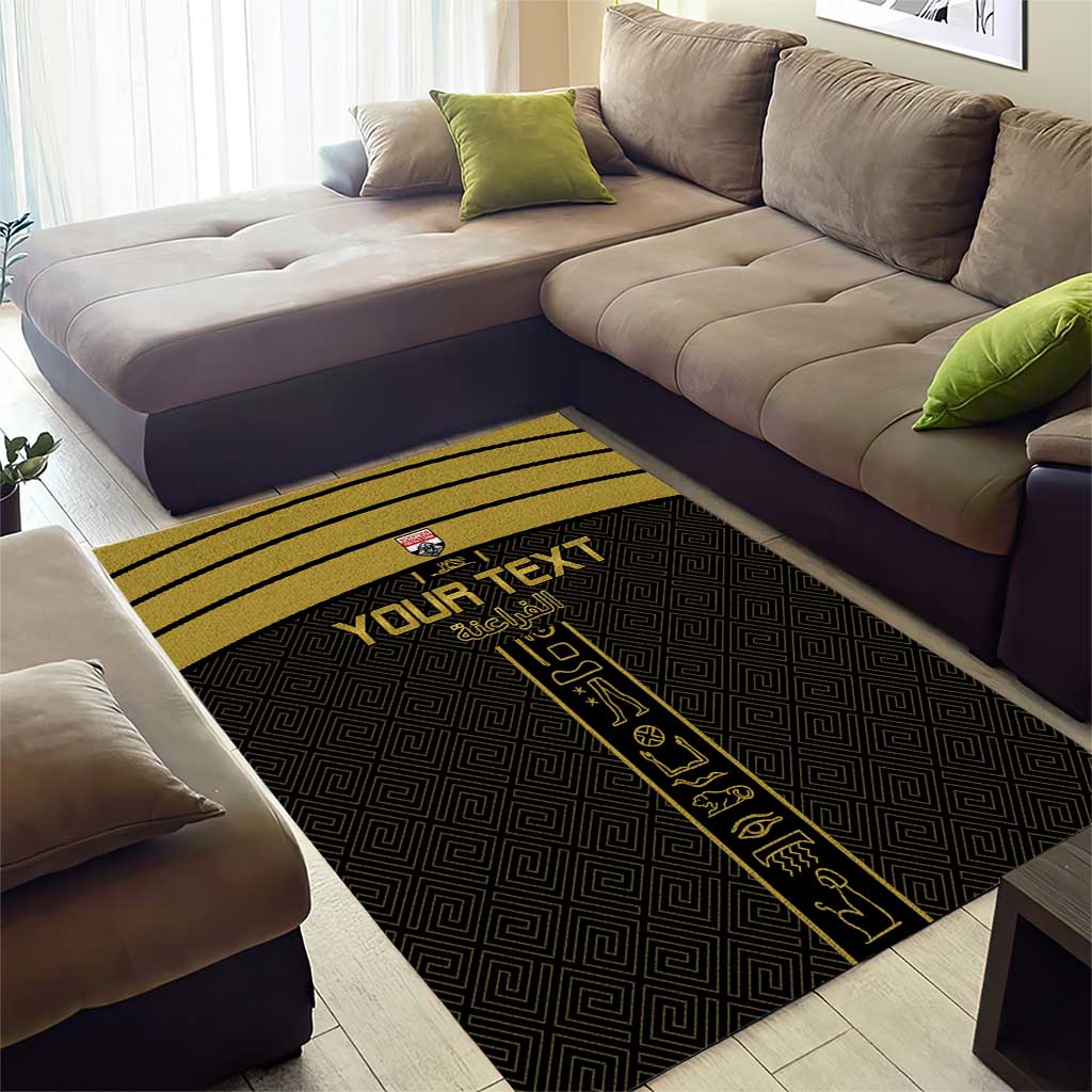 Custom Egypt Football Area Rug Yalla Yalla Pharaohs - Black Ver