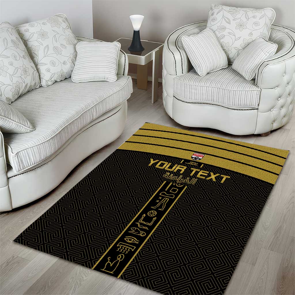 Custom Egypt Football Area Rug Yalla Yalla Pharaohs - Black Ver