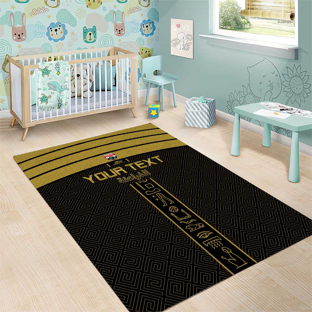 Custom Egypt Football Area Rug Yalla Yalla Pharaohs - Black Ver