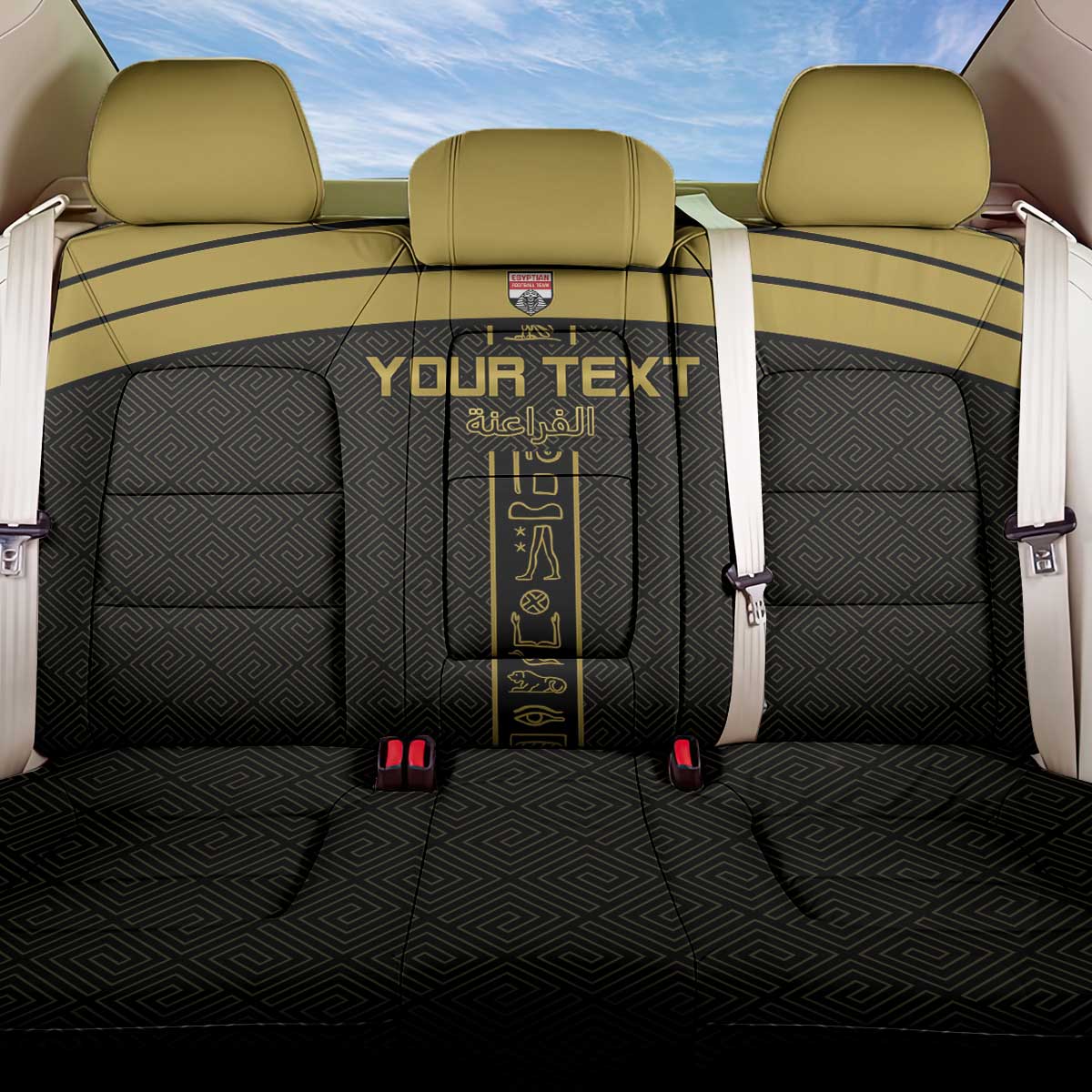 Custom Egypt Football Back Car Seat Cover Yalla Yalla Pharaohs - Black Ver