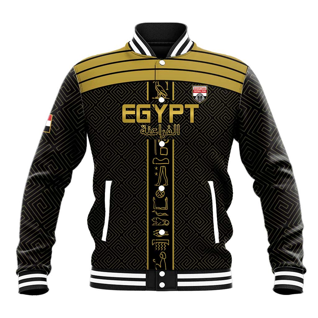 Custom Egypt Football Baseball Jacket Yalla Yalla Pharaohs - Black Ver