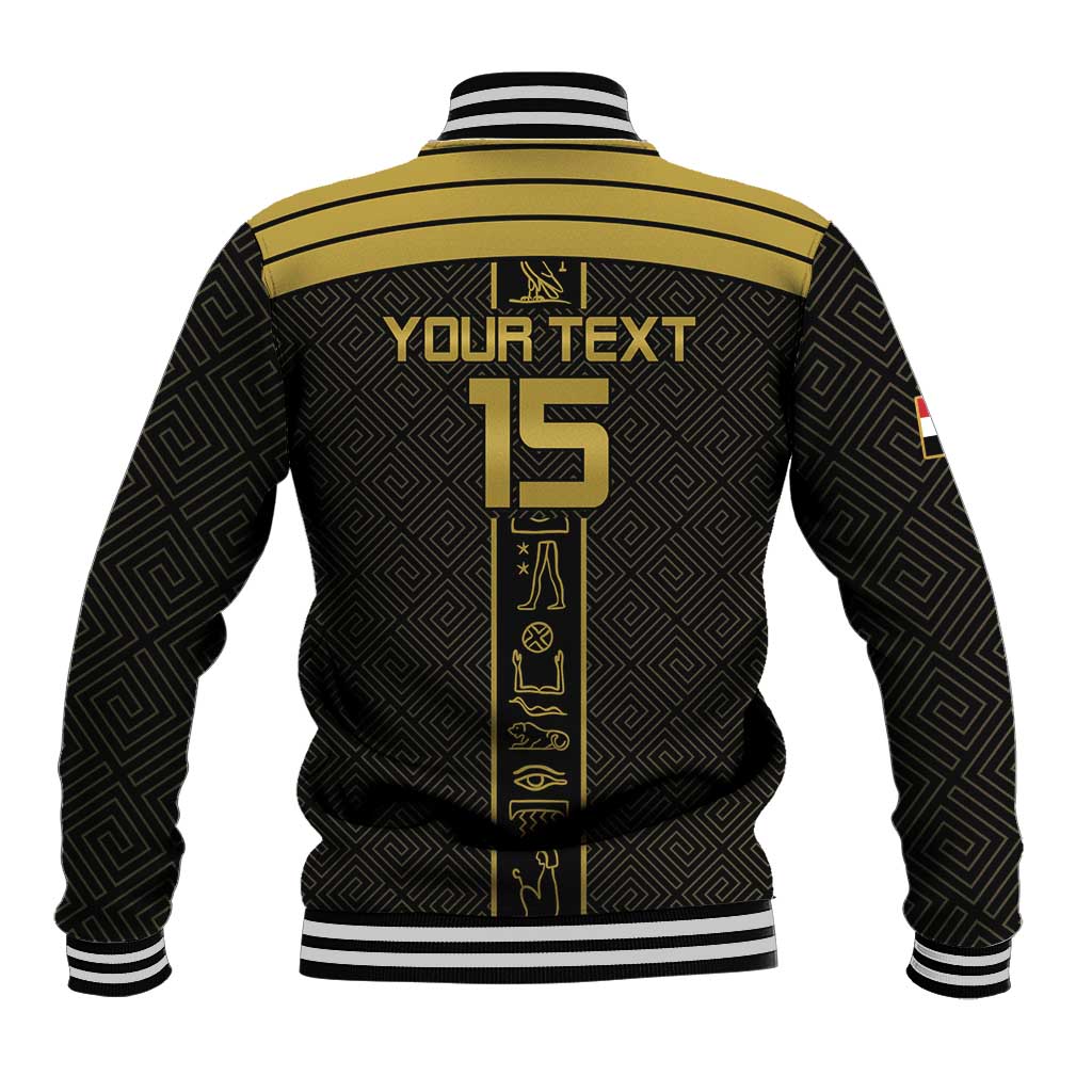 Custom Egypt Football Baseball Jacket Yalla Yalla Pharaohs - Black Ver
