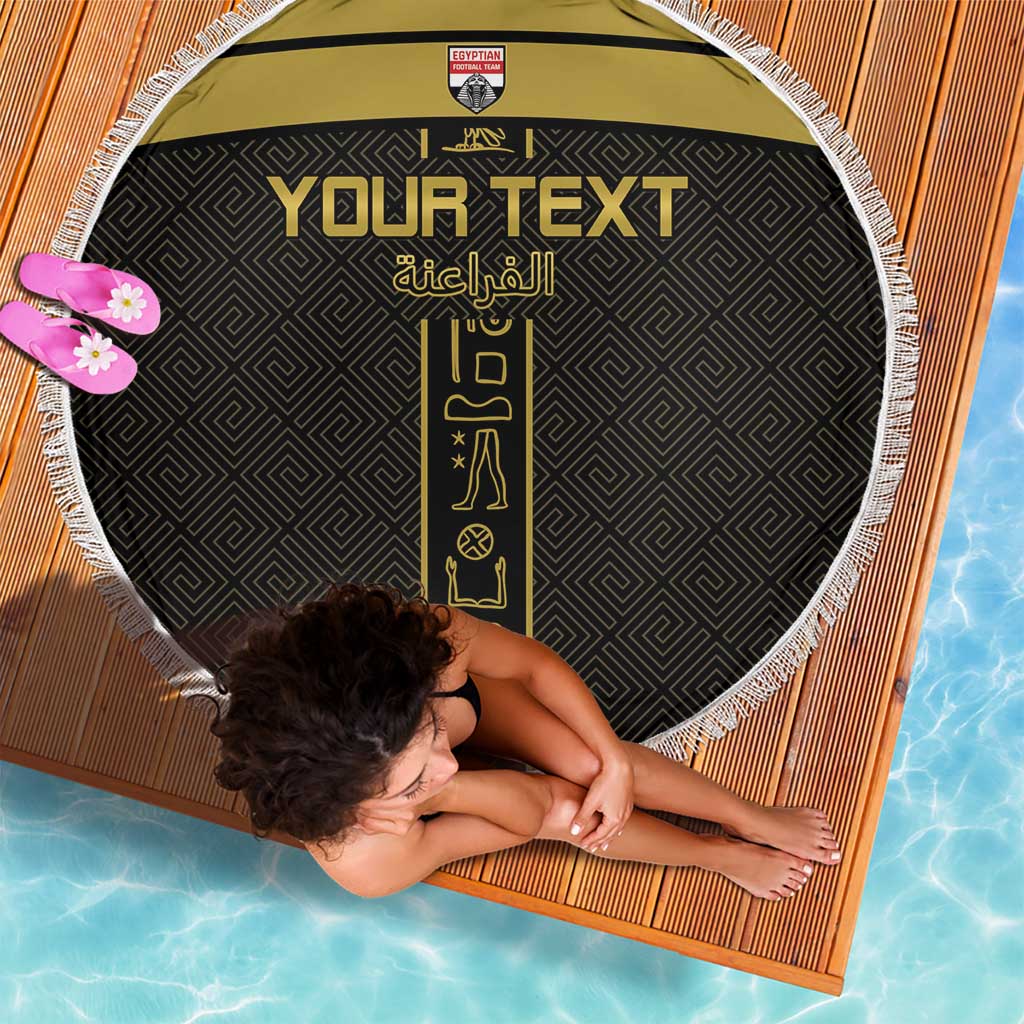 Custom Egypt Football Beach Blanket Yalla Yalla Pharaohs - Black Ver