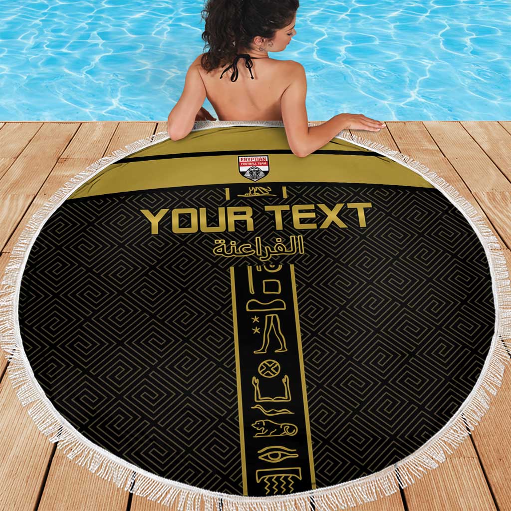 Custom Egypt Football Beach Blanket Yalla Yalla Pharaohs - Black Ver