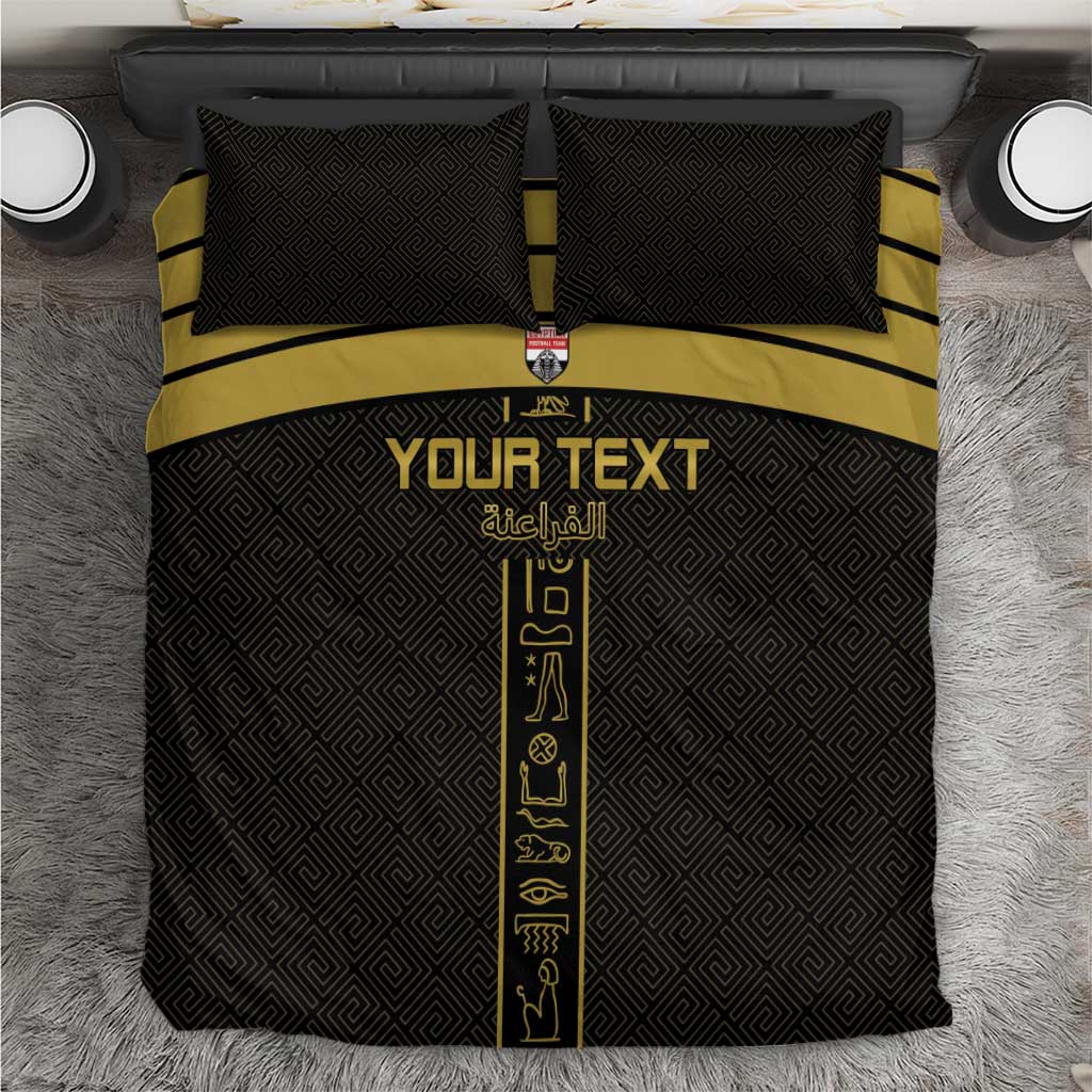 Custom Egypt Football Bedding Set Yalla Yalla Pharaohs - Black Ver