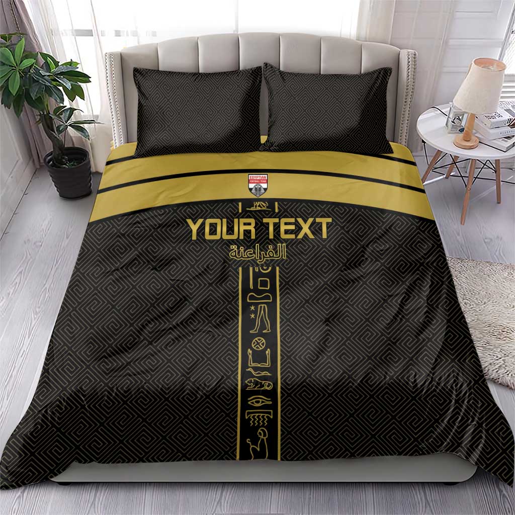 Custom Egypt Football Bedding Set Yalla Yalla Pharaohs - Black Ver