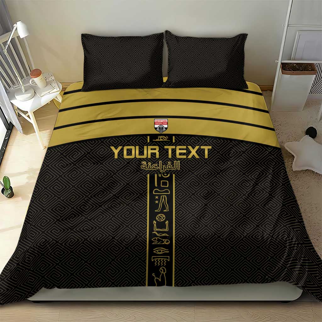 Custom Egypt Football Bedding Set Yalla Yalla Pharaohs - Black Ver
