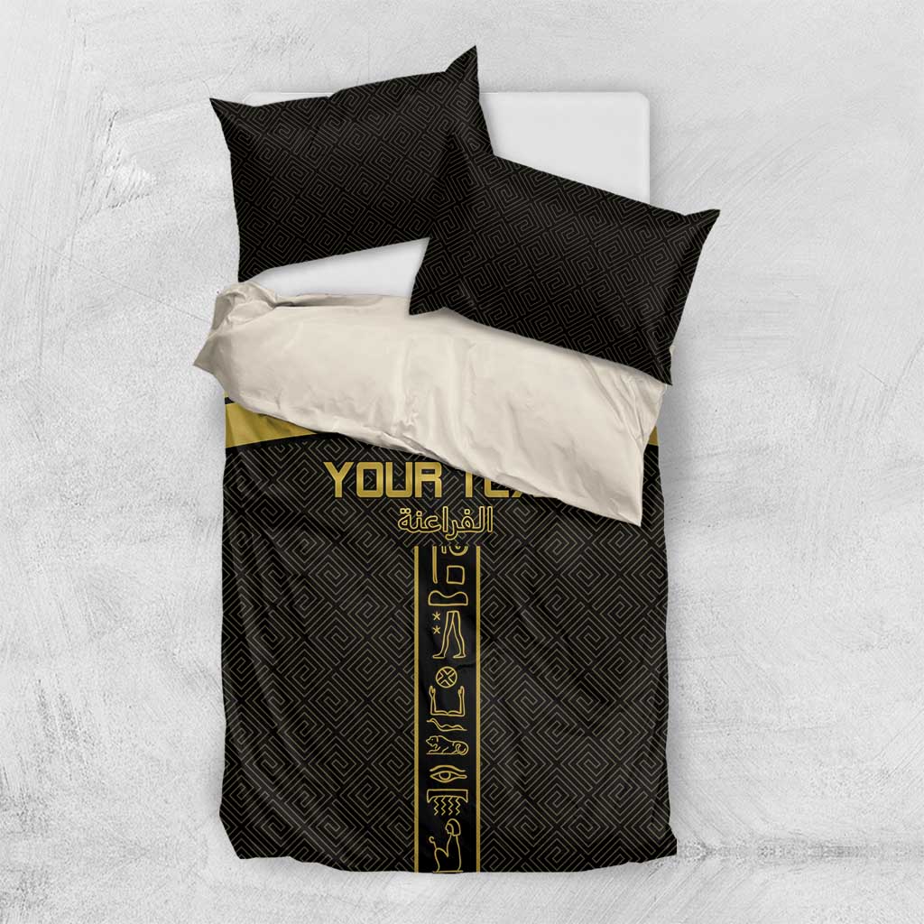 Custom Egypt Football Bedding Set Yalla Yalla Pharaohs - Black Ver
